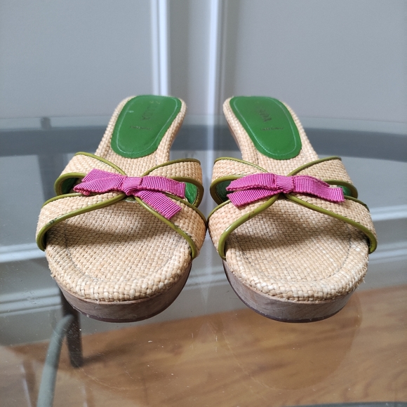 Vintage Prada Straw Bamboo Slide Heeled Sandals 40.5 run small Fit 8.5 - Picture 6 of 12